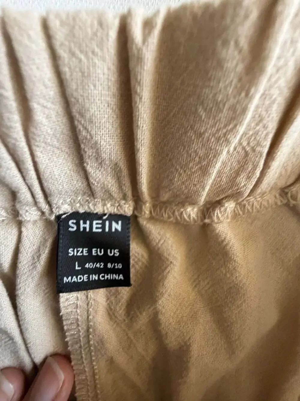 SHEIN Beige Linen Shorts Womens Large High Waist Pocket Boho Y2K